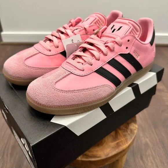 Adidas Men’s Samba Messi Soccer Pink & Black Shoes Sneakers, JP7844, Size 9.5
